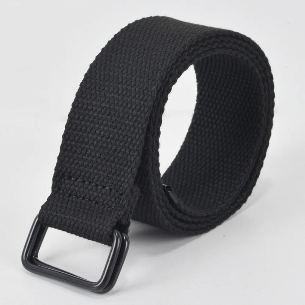 Stylish Canvas Belt with Double Ring Buckle